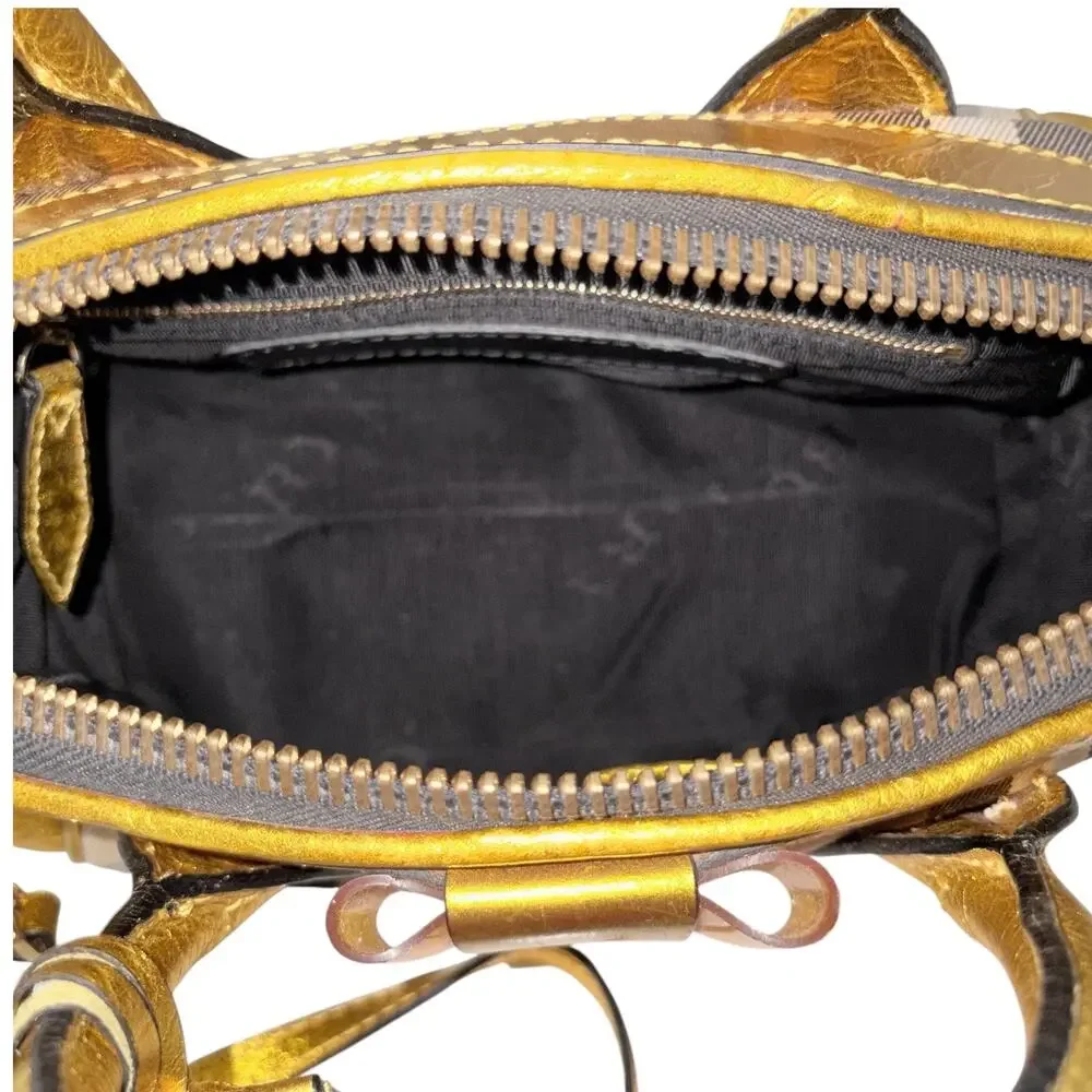 Burberry Prorsum Metallic Gold House Check Leather Bowling Bag w/ Lock & Key COA
